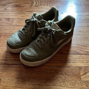 Army green and gold Air Force ones